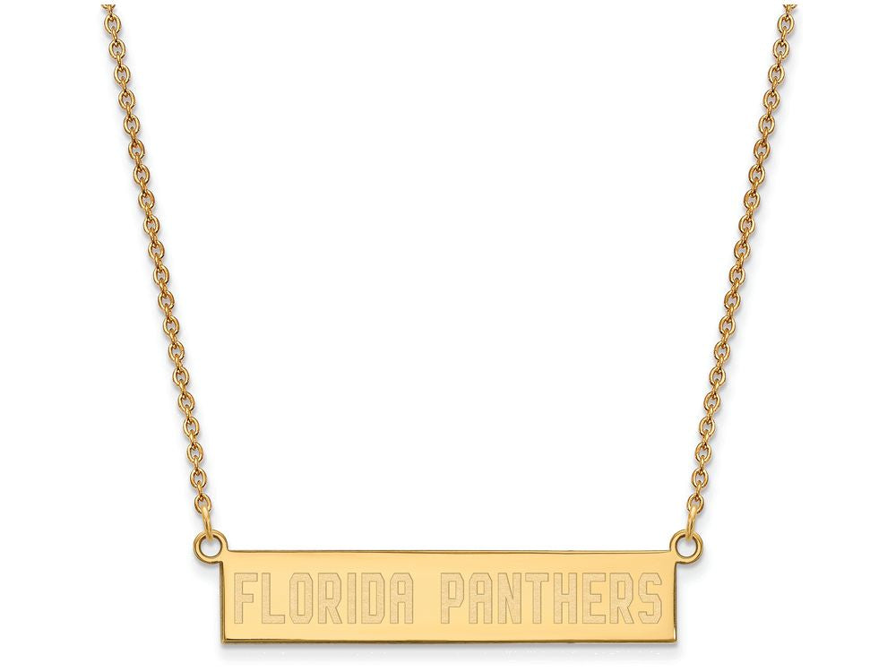 Logoart Sterling Silver Gp Florida Panthers Small Bar Necklace