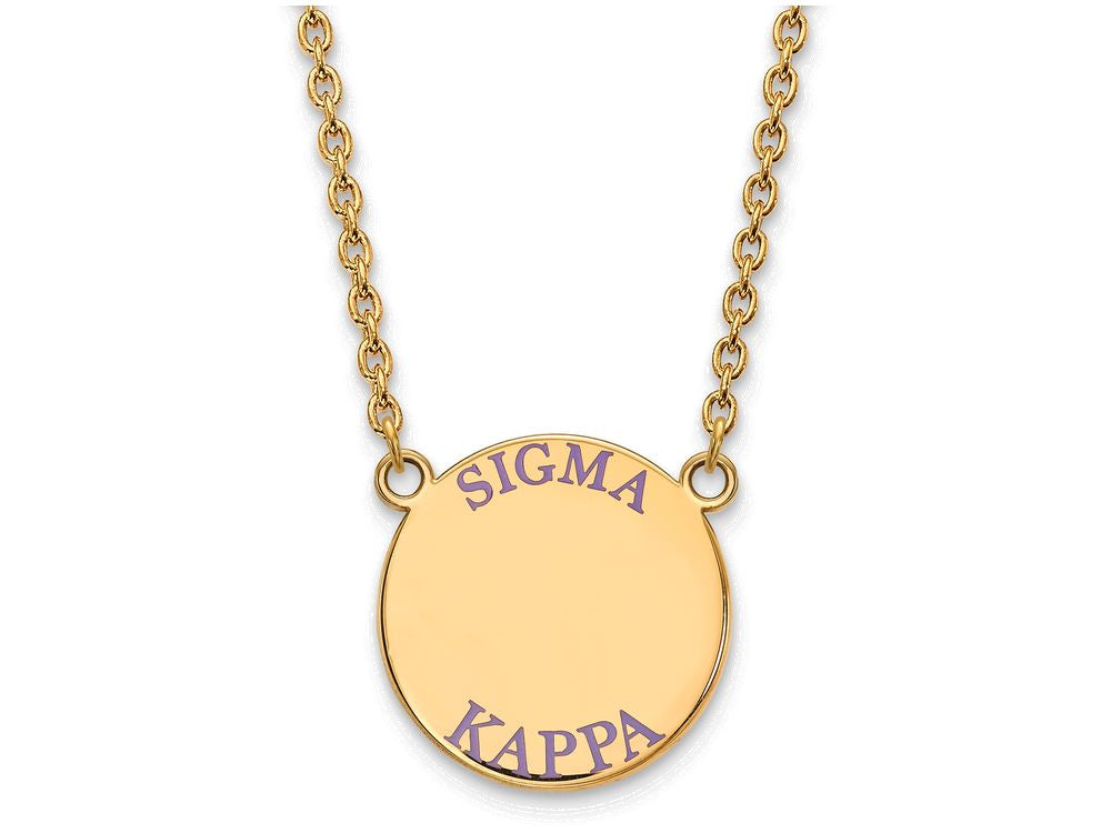 Logoart Sterling Silver Gp Sigma Kappa Large Enamel Pendant Necklace