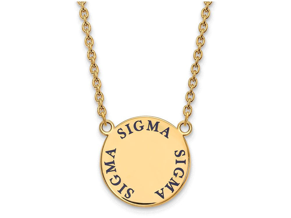Logoart Sterling Silver Gp Sigma Sigma Sigma Large Enamel Pendant Necklace