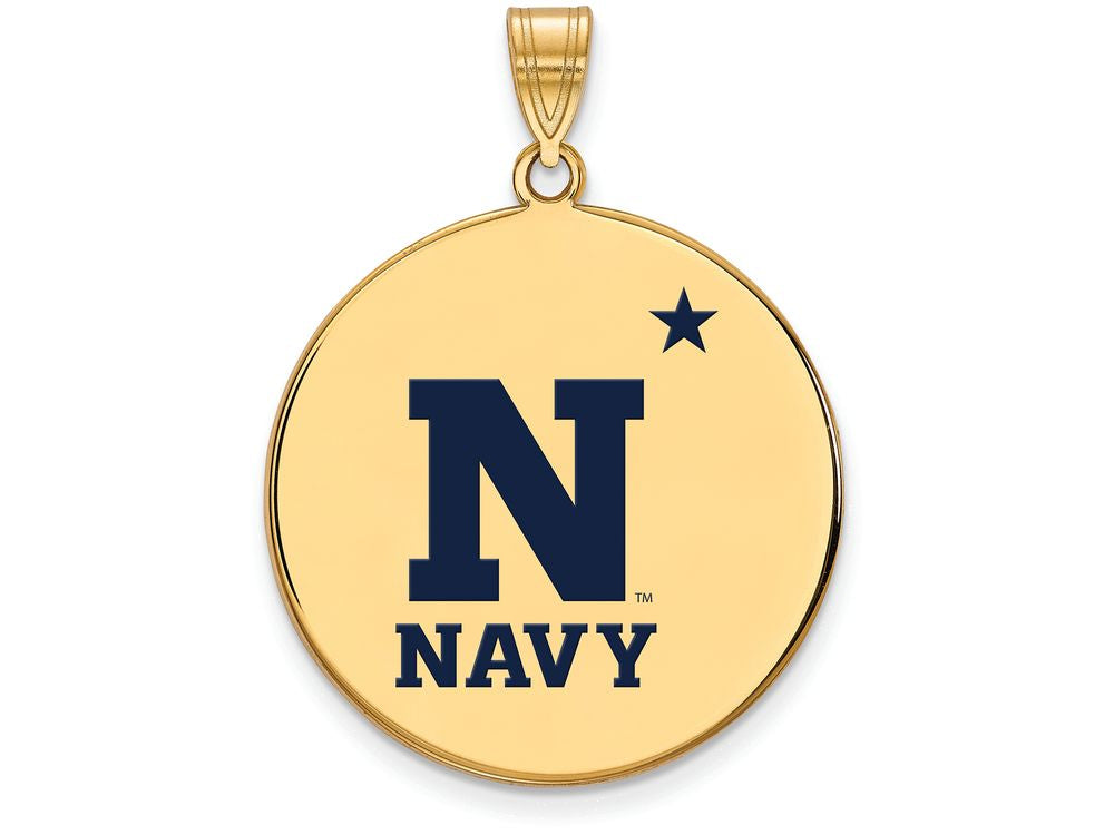 Logoart Sterling Silver Gp Navy Extra Large  Enamel Disc Pendant