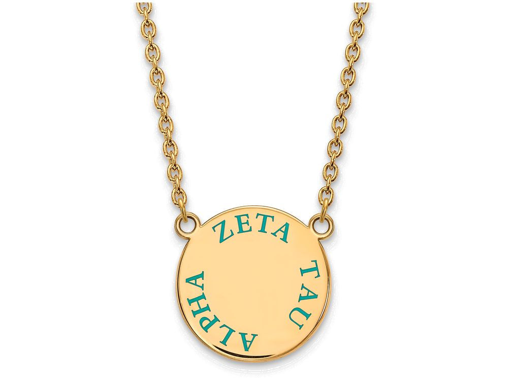 Logoart Sterling Silver Gp Zeta Tau Alpha Large Enamel Pendant Necklace