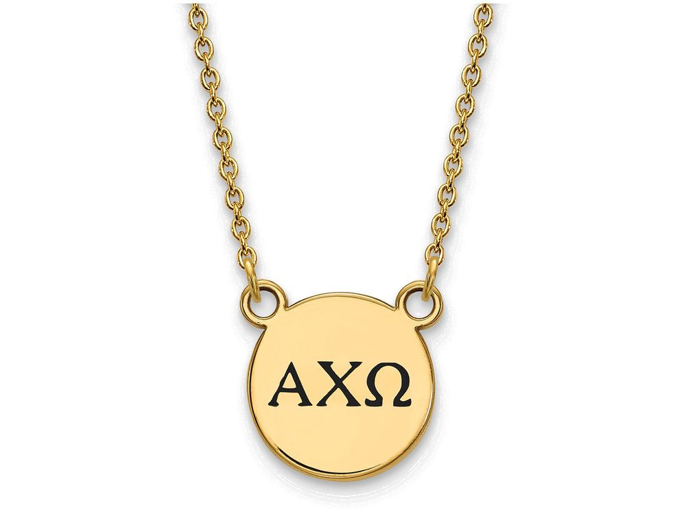 Logoart Sterling Silver Gp Alpha Chi Omega Small Enamel Pendant Necklace