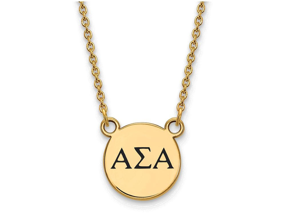 Logoart Sterling Silver Gp Alpha Sigma Alpha Small Enamel Pendant Necklace