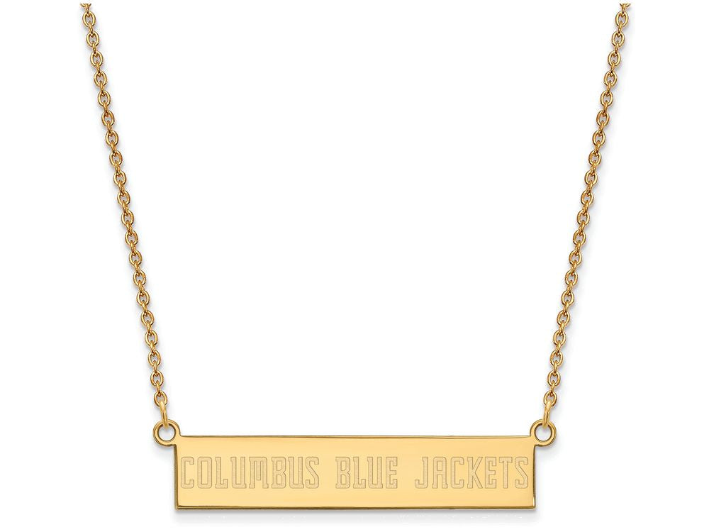 Logoart Sterling Silver Gp Columbus Blue Jackets Small Bar Necklace