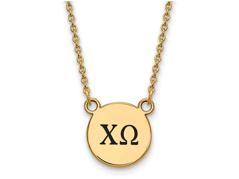 Logoart Sterling Silver Gp Chi Omega Small Enamel Pendant Necklace
