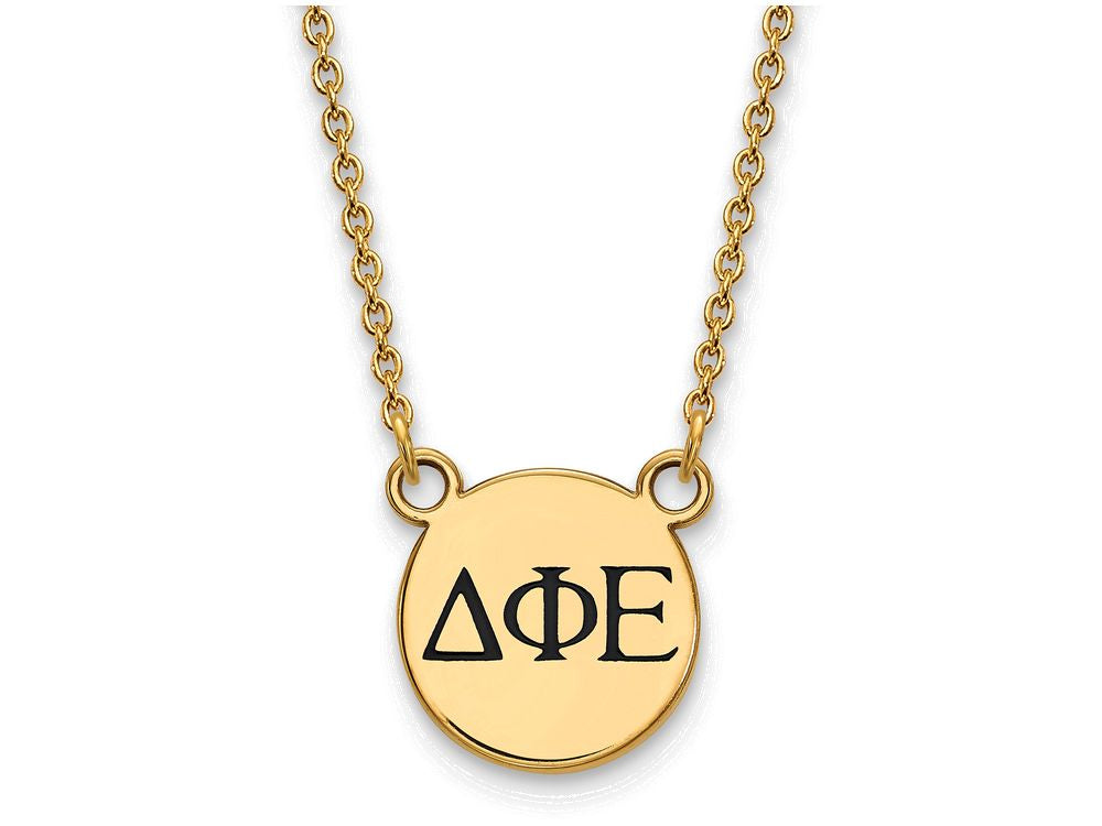 Logoart Sterling Silver Gp Delta Phi Epsilon Small Enamel Pendant Necklace