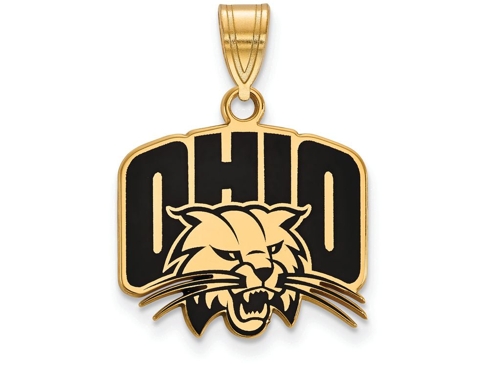 Logoart Sterling Silver Gp Ohio University Medium Enamel Pendant