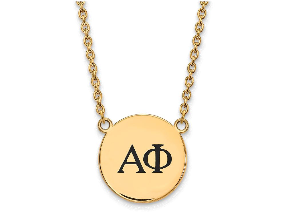 Logoart Sterling Silver Gp Alpha Phi Large Enamel Pendant Necklace