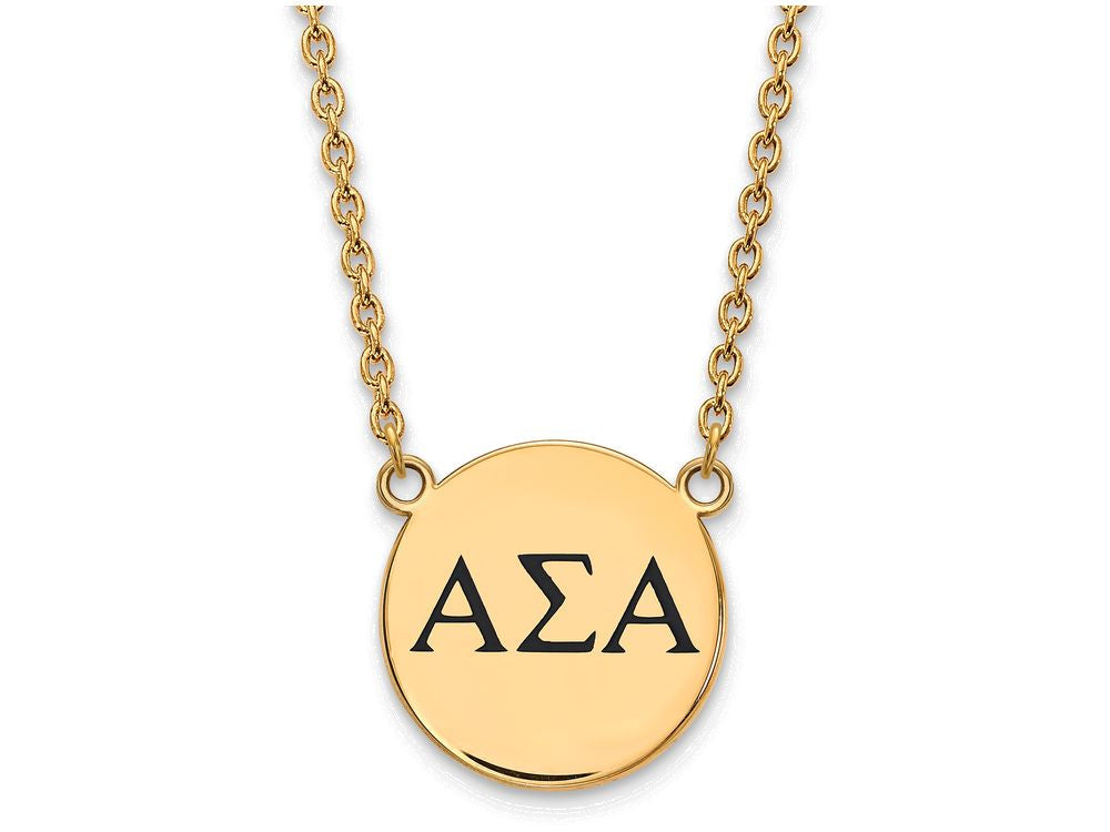 Logoart Sterling Silver Gp Alpha Sigma Alpha Large Enamel Pendant Necklace
