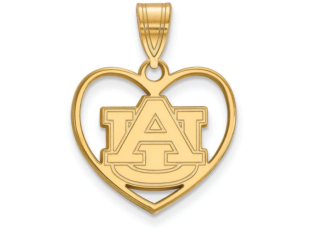 Logoart Sterling Silver Gp Auburn University Pendant In Heart