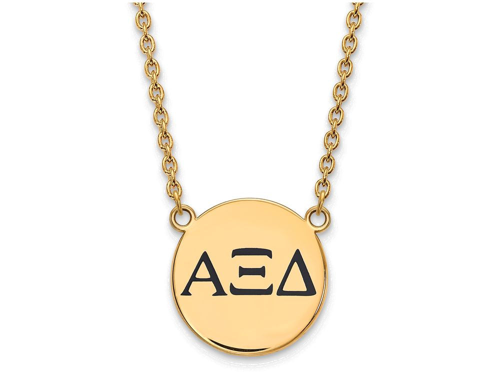 Logoart Sterling Silver Gp Alpha Xi Delta Large Enamel Pendant Necklace