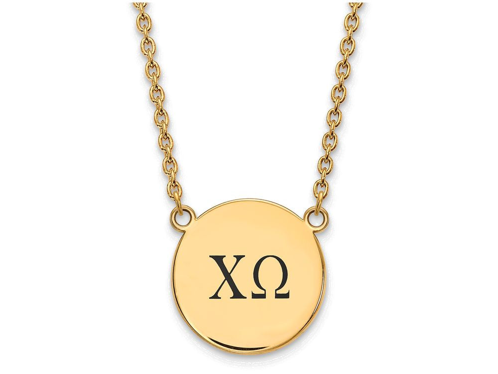 Logoart Sterling Silver Gp Chi Omega Large Enamel Pendant Necklace