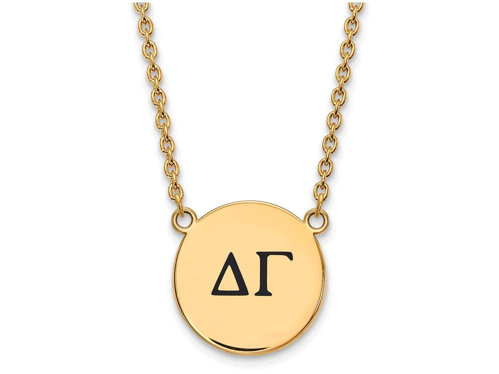 Logoart Sterling Silver Gp Delta Gamma Large Enamel Pendant Necklace