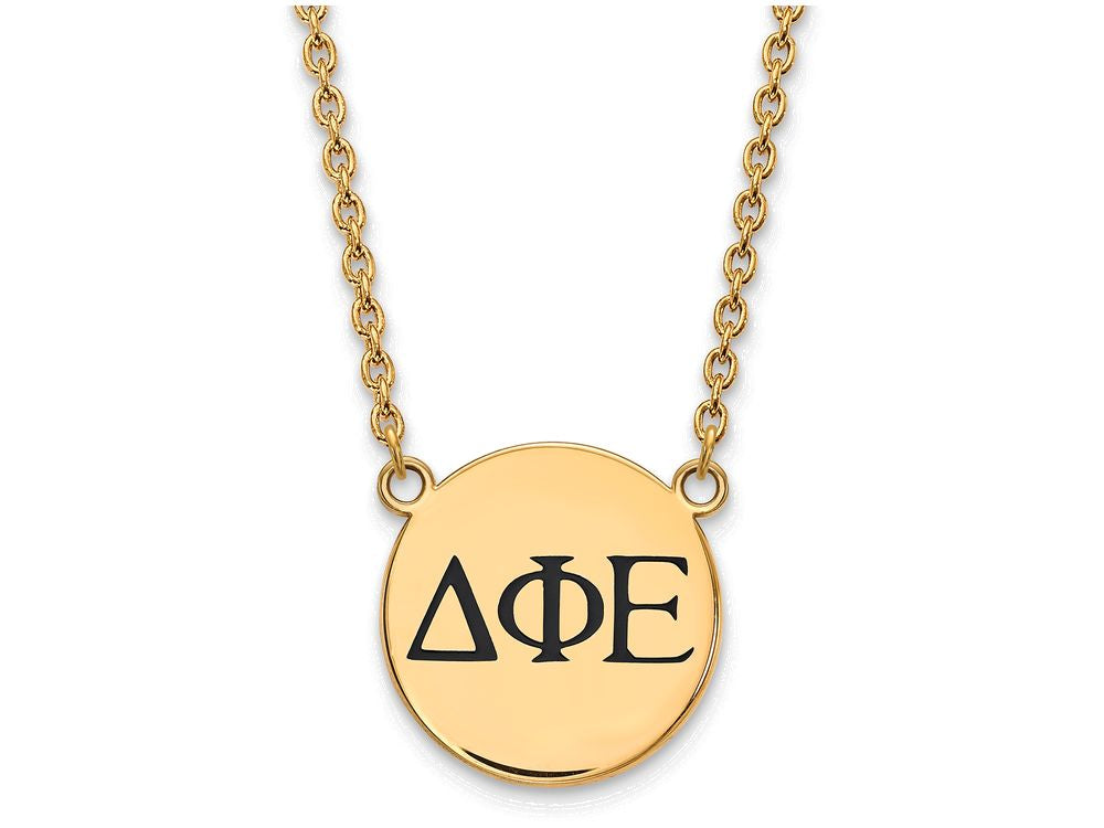 Logoart Sterling Silver Gp Delta Phi Epsilon Large Enamel Pendant Necklace