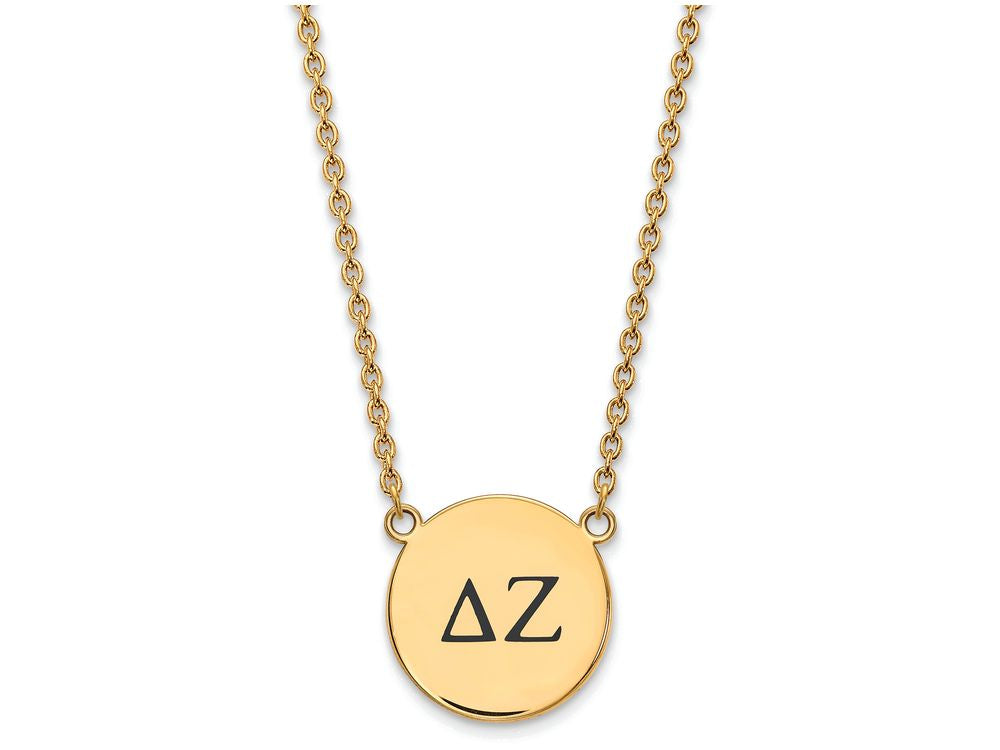 Logoart Sterling Silver Gp Delta Zeta Large Enamel Pendant Necklace
