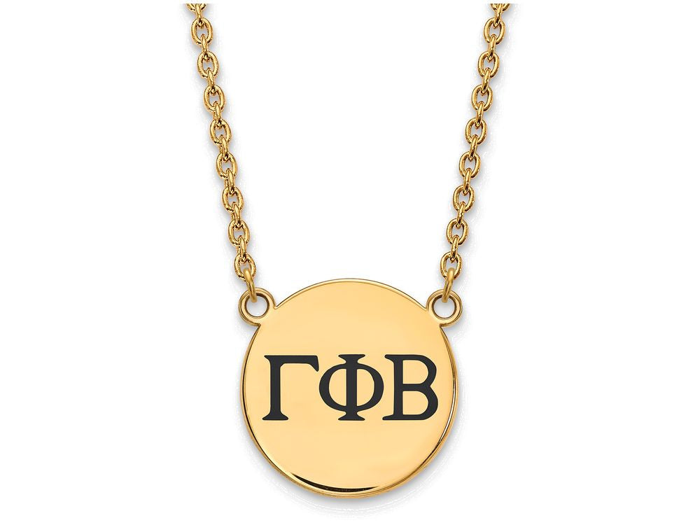 Logoart Sterling Silver Gp Gamma Phi Beta Large Enamel Pendant Necklace