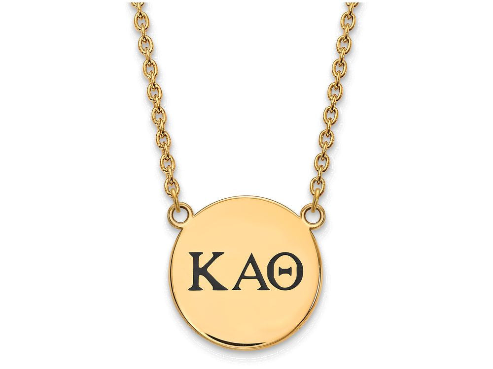 Logoart Sterling Silver Gp Kappa Alpha Theta Large Enamel Pendant Necklace