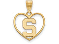 Logoart Sterling Silver Gp Michigan State University Pendant In Heart