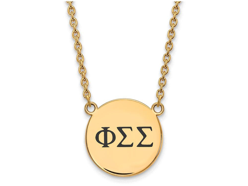Logoart Sterling Silver Gp Phi Sigma Sigma Large Enamel Pendant Necklace