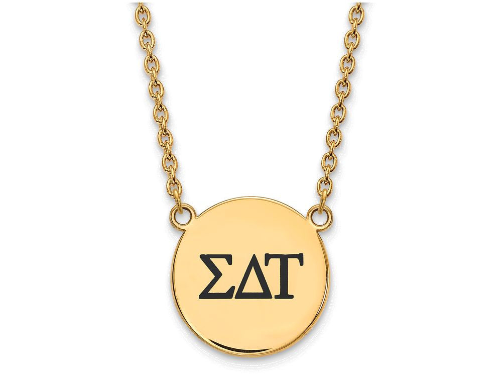 Logoart Sterling Silver Gp Sigma Delta Tau Large Enamel Pendant Necklace