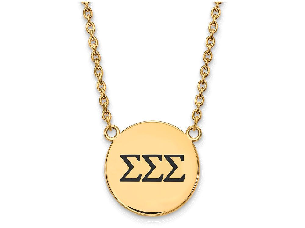 Logoart Sterling Silver Gp Sigma Sigma Sigma Large Enamel Pendant Necklace