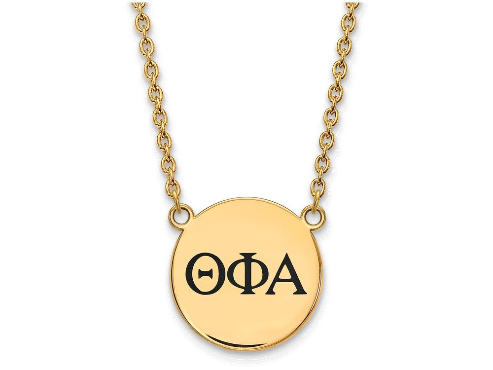 Logoart Sterling Silver Gp Theta Phi Alpha Large Enamel Pendant Necklace