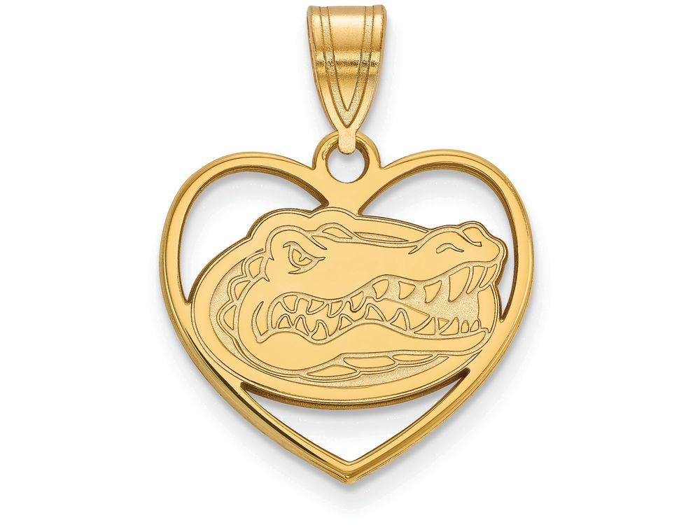 Logoart Sterling Silver Gp University Of Florida Pendant In Heart