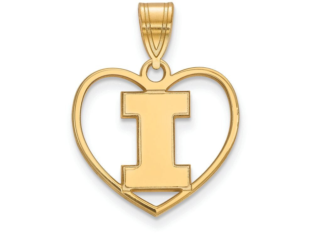 Logoart Sterling Silver Gp University Of Illinois Pendant In Heart