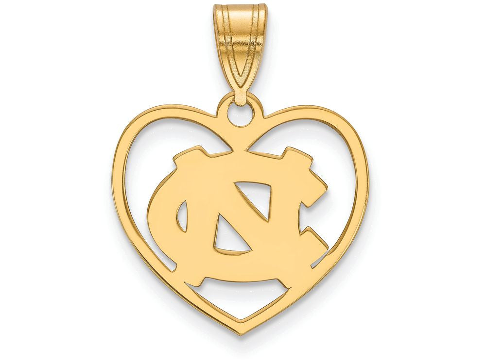 Logoart Sterling Silver Gp University Of North Carolina Pendant In Heart