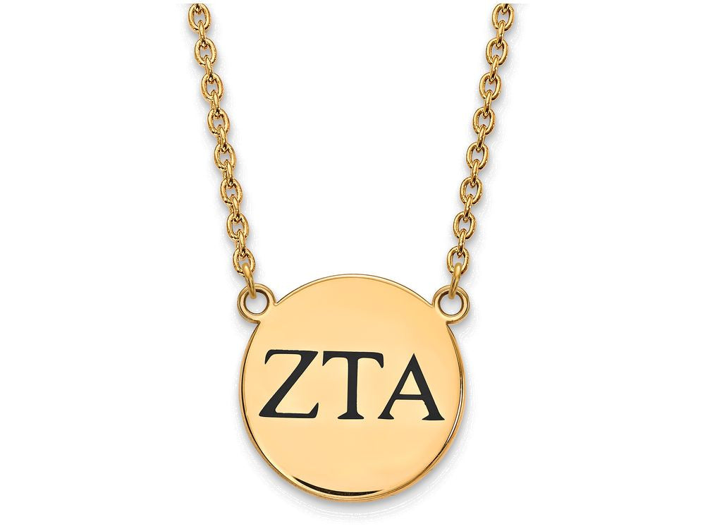 Logoart Sterling Silver Gp Zeta Tau Alpha Large Enamel Pendant Necklace