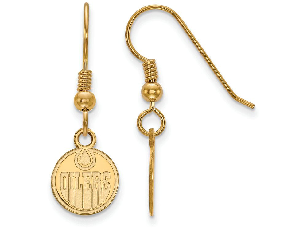 Logoart Sterling Silver Gp Edmonton Oilers Extra Small Dangle Earrings Wire