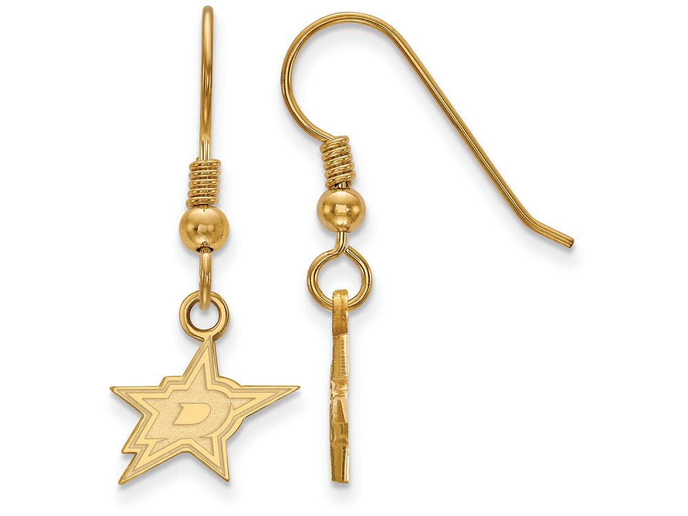 Logoart Sterling Silver Gp Dallas Stars Extra Small Dangle Earrings Wire