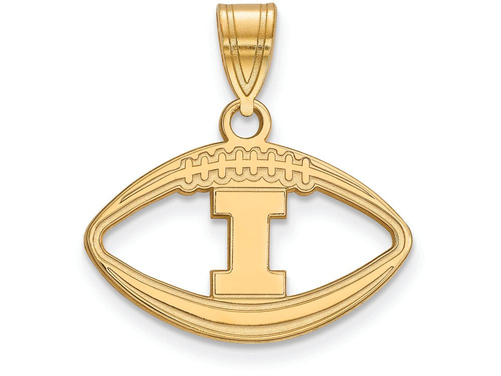 Logoart Sterling Silver Gp University Of Illinois Pendant In Football