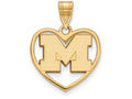 Logoart Sterling Silver Gp Michigan (univ Of) Pendant In Heart