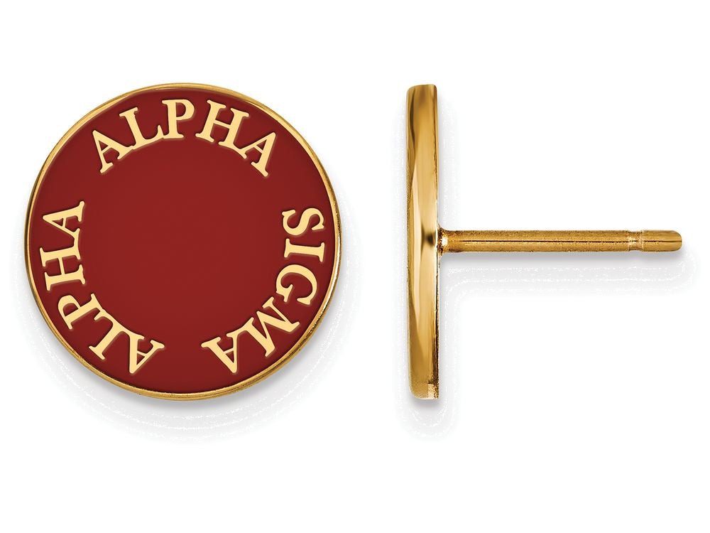 Logoart Sterling Silver Gp Alpha Sigma Alpha Enameled Post Earrings