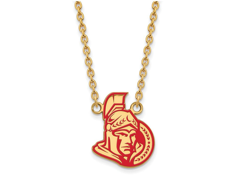 Sterling Silver Gp Nhl Logoart Ottawa Senators Large  Enamel Pendant Necklace