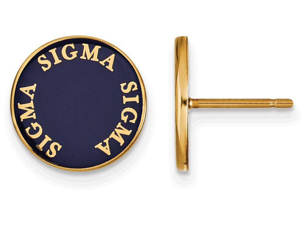 Logoart Sterling Silver Gp Sigma Sigma Sigma Enameled Post Earrings