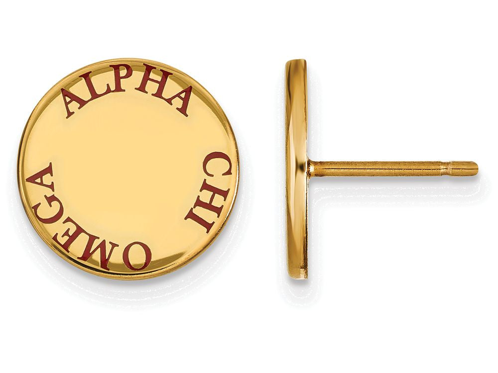 Logoart Sterling Silver Gp Alpha Chi Omega Enameled Post Earrings