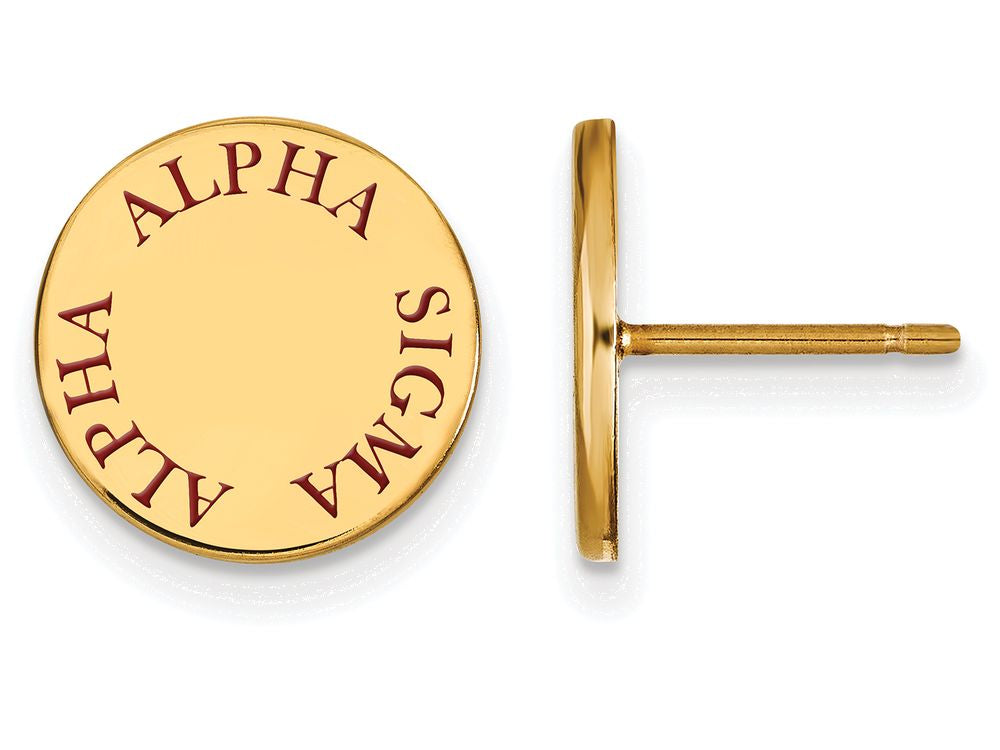 Logoart Sterling Silver Gp Alpha Sigma Alpha Enameled Post Earrings