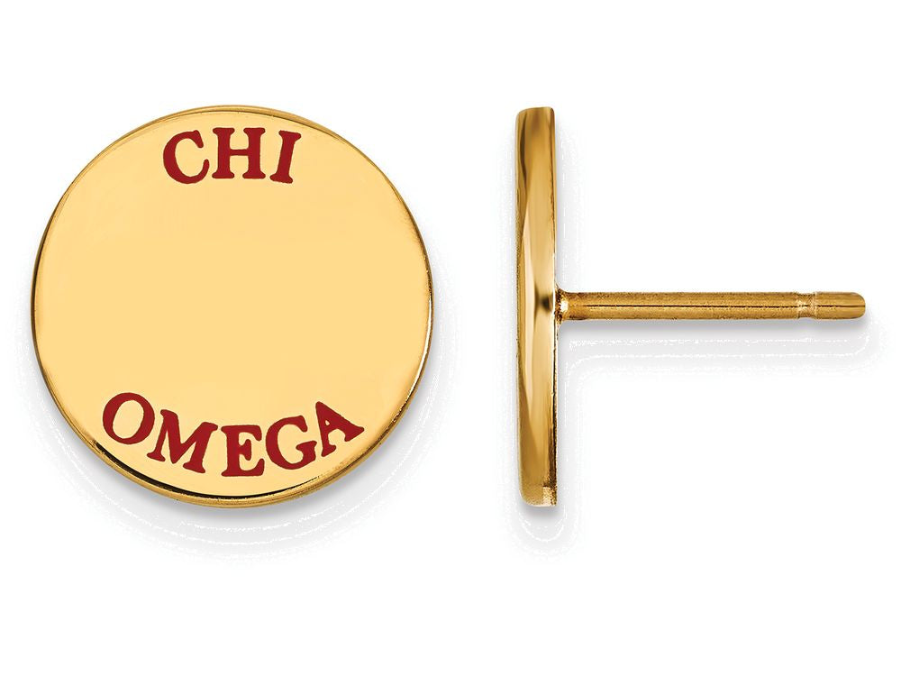 Logoart Sterling Silver Gp Chi Omega Enameled Post Earrings