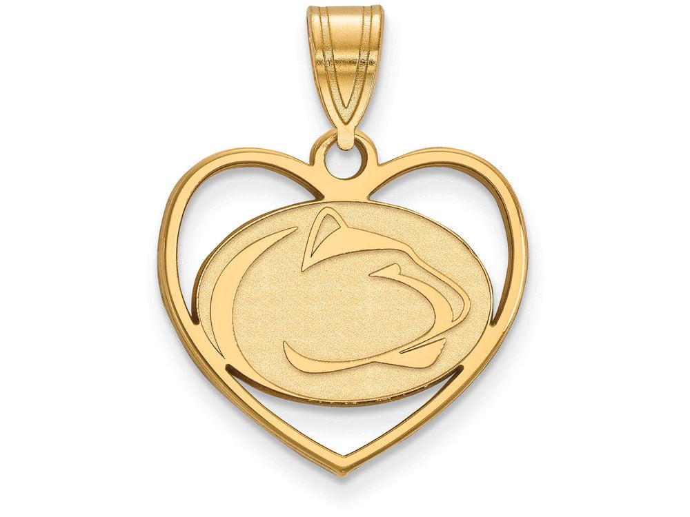 Logoart Sterling Silver Gp Penn State University Pendant In Heart