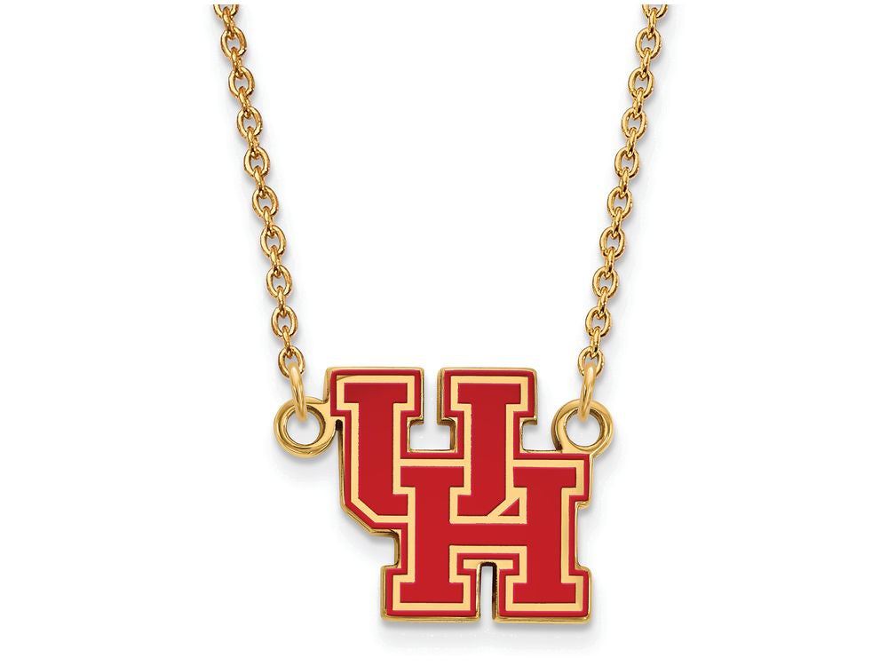 Logoart Sterling Silver Gp U Of Houston Small Enamel Pendant Necklace