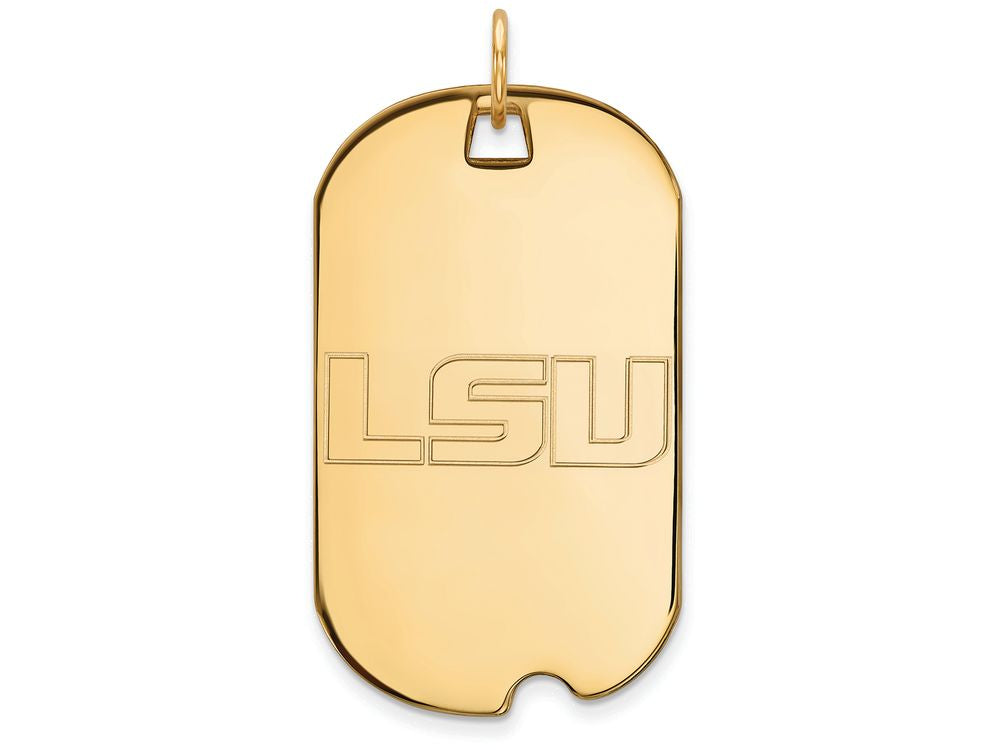 Logoart Sterling Silver Gp Louisiana State University Large Dog Tag Pendant Necklace