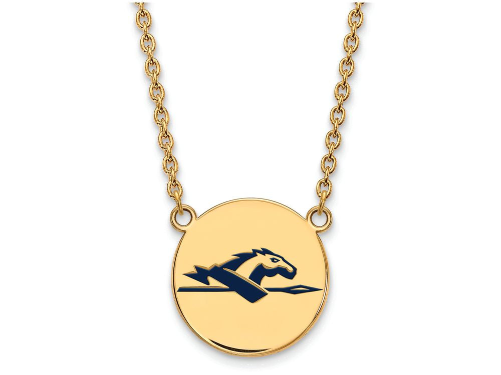 Logoart Sterling Silver Gp Longwood University Large Enamel Disc Necklace