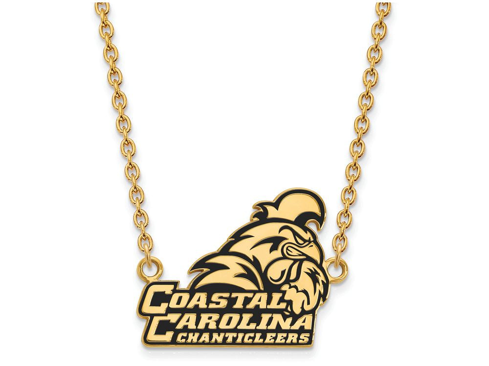 Logoart Sterling Silver Gp Coastal Carolina U Large  Enamel Pendant Necklace