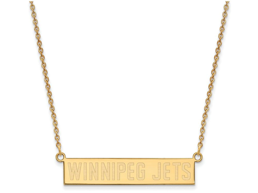 Logoart Sterling Silver Gp Winnipeg Jets Small Bar Necklace