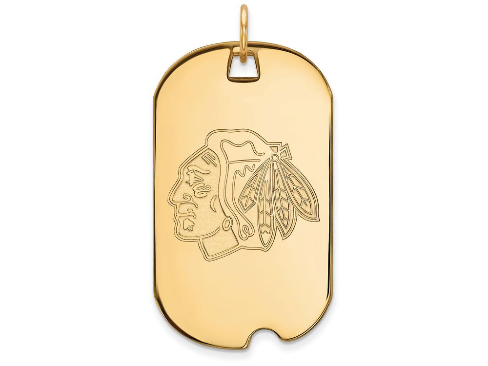 Sterling Silver Gp Nhl Logoart Chicago Blackhawks Large Dog Tag Pendant Necklace