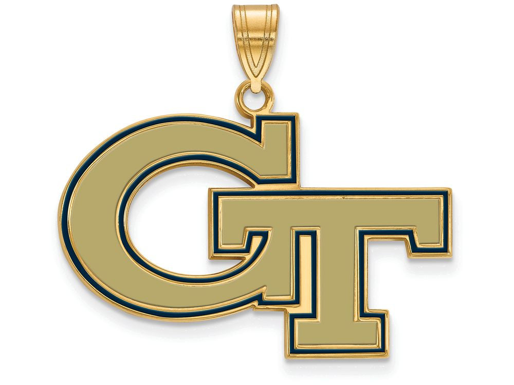 Logoart Sterling Silver Gp Georgia Institute Of Technology Large  Enamel Pendant