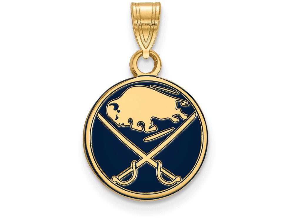 Logoart Sterling Silver Gp Buffalo Sabres Small Enamel Pendant