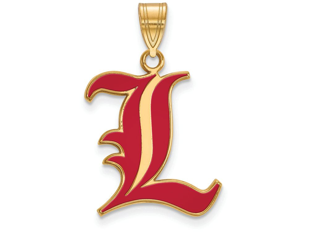 Logoart Sterling Silver Gp University Of Louisville Large Enamel Pendant